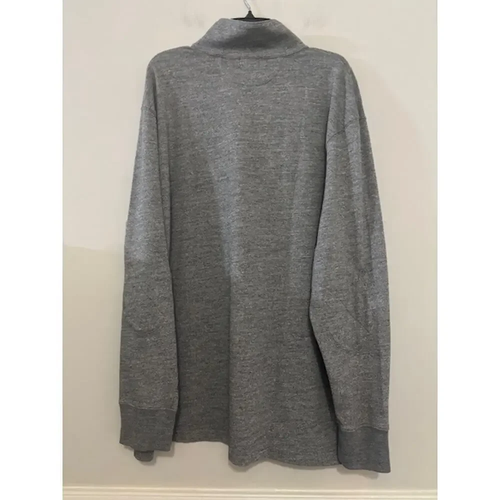 J. Crew Quarter Zip Pullover Men's 2XL XXL Gray 100% Cotton Sweater NWT